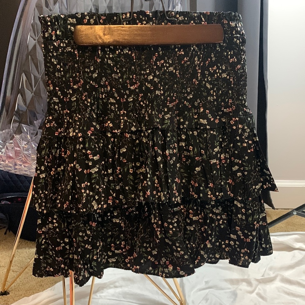 Black floral skirt